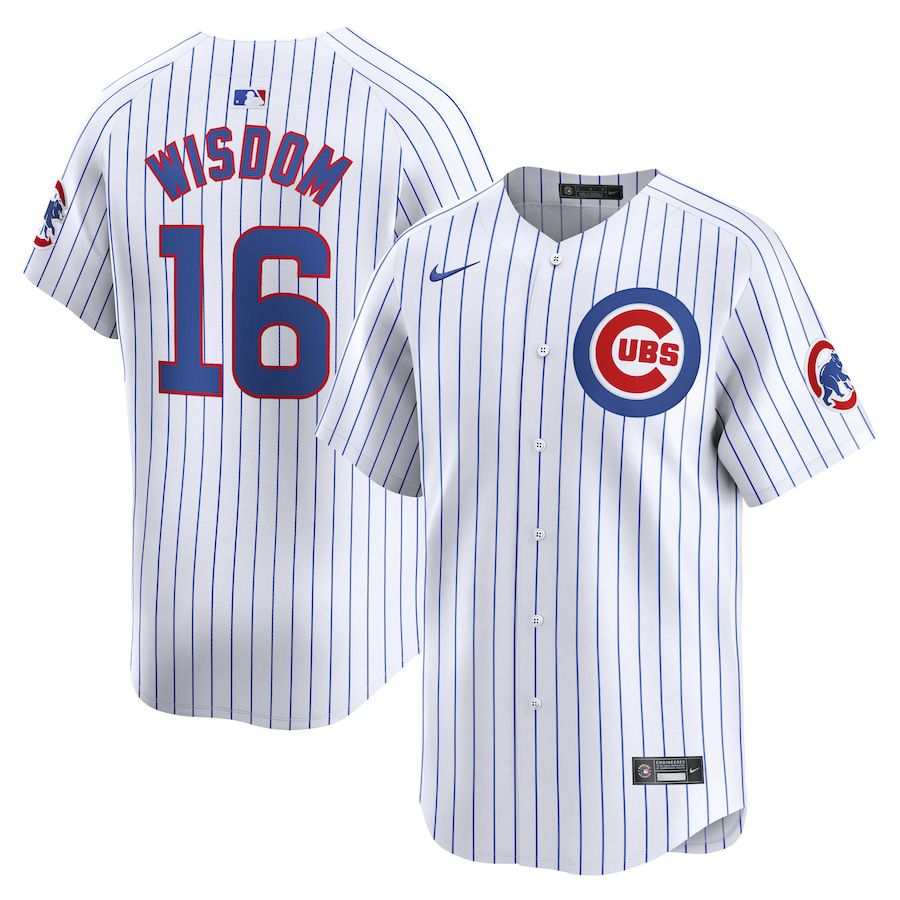Men Chicago Cubs 16 Patrick Wisdom Nike White Home Limited Player MLB Jersey